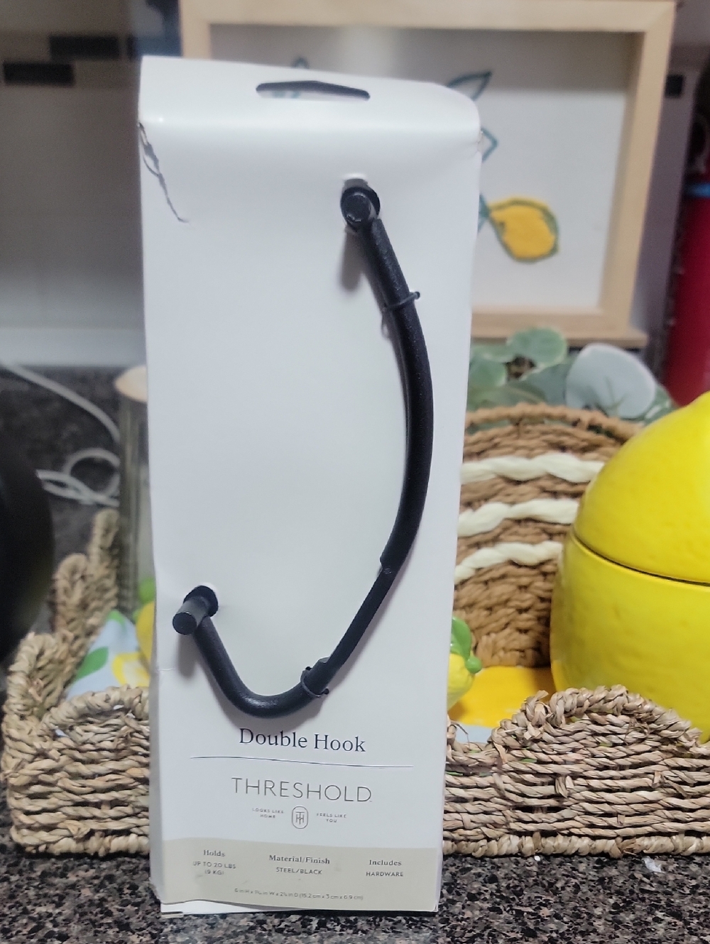 Threshold Matte Black Double Wall Hook